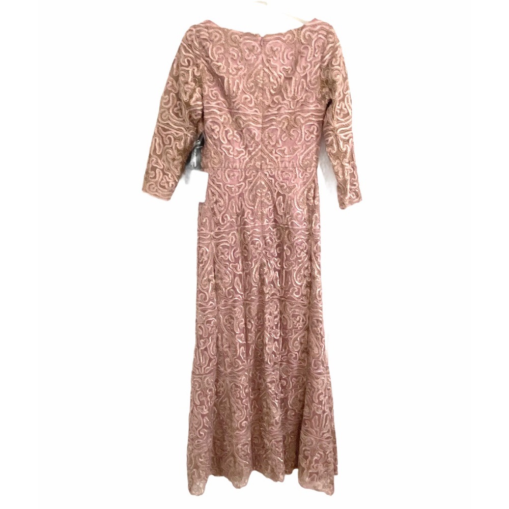 NEW JS Collections Mauve Rose Metallic Soutache Lace Applique Evening Gown Dress - Picture 7 of 11